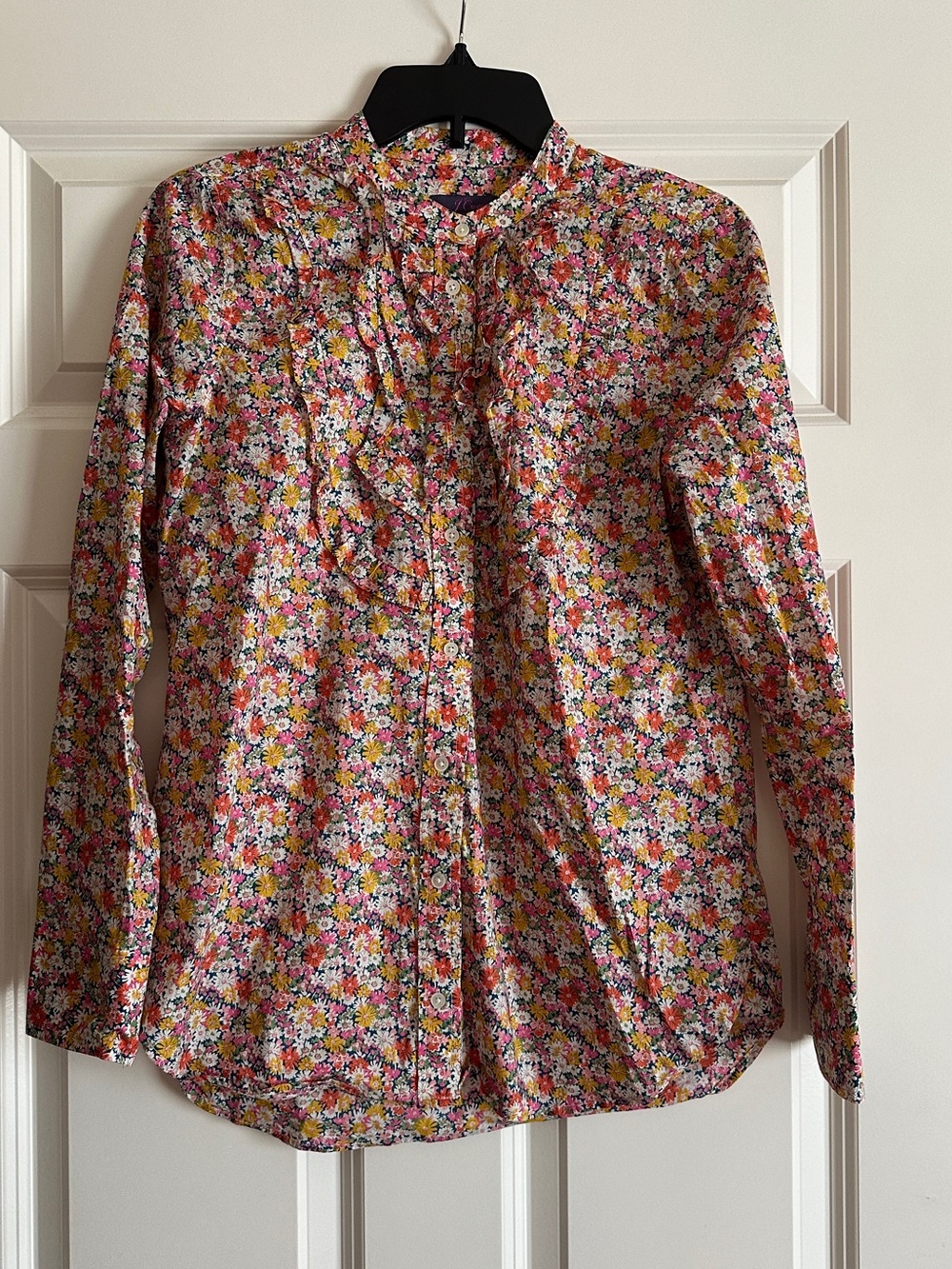 J. Crew Band-collar ruffle-front shirt in Liberty® Libby floral